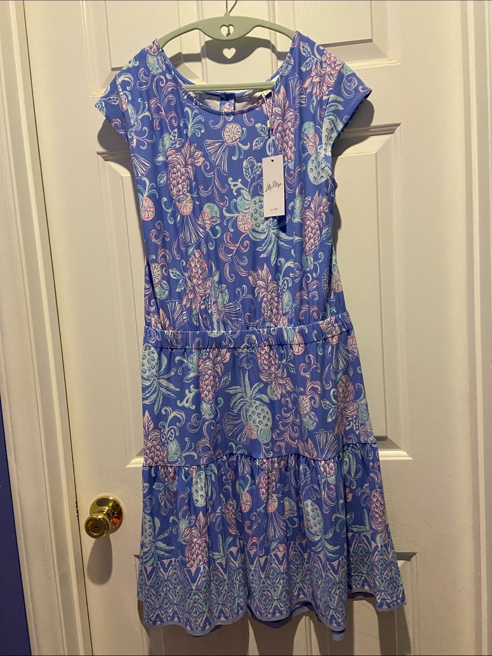 Lilly Pulitzer Danville Dress XL - NWT- Sunwashed Blue Citrus Crush Engineered